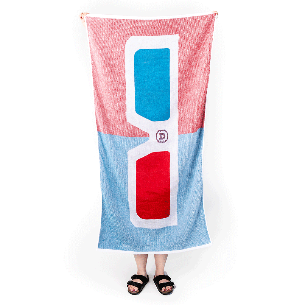 3D Specs Beach Towel Model Holding Up