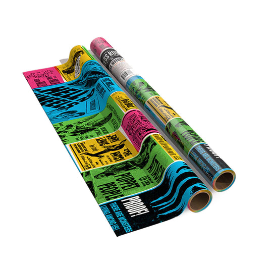 Wrapping Paper Single Roll: Monsters and Motors - Vintage Ad Block Design