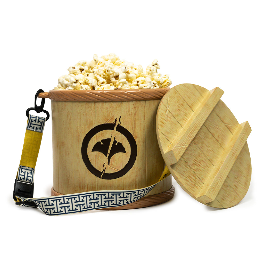 Ghost of Yōtei Popcorn Bucket filled with popcorn