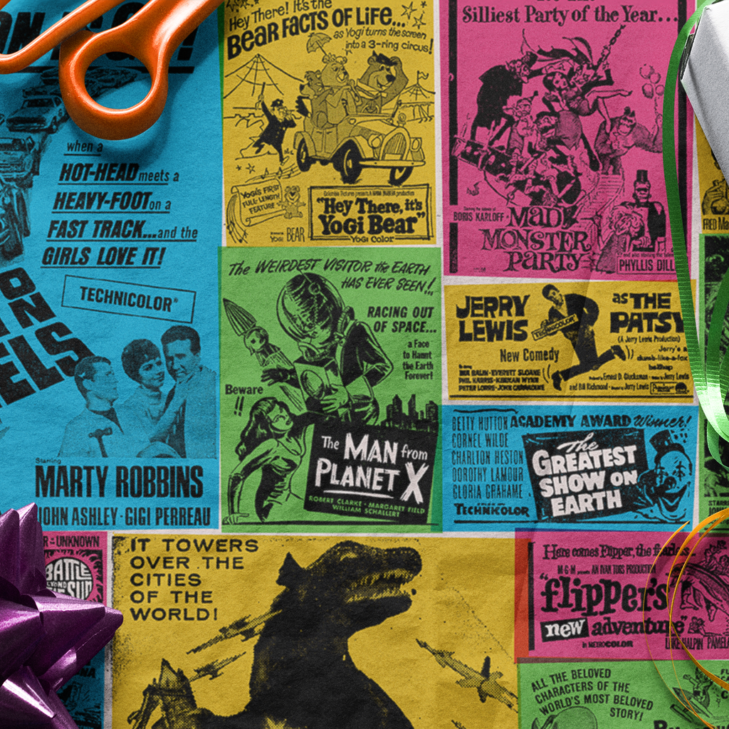 Wrapping Paper 2-Pack: Music and Monsters and Motors - Vintage Ad Block Designs