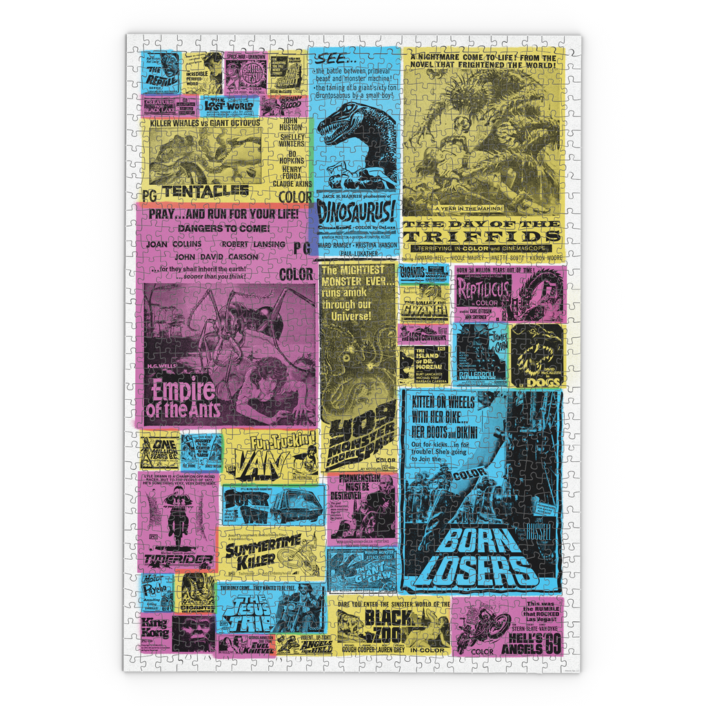 Monsters and Motors Vintage Ad Block Two-Sided 1000pc Puzzle