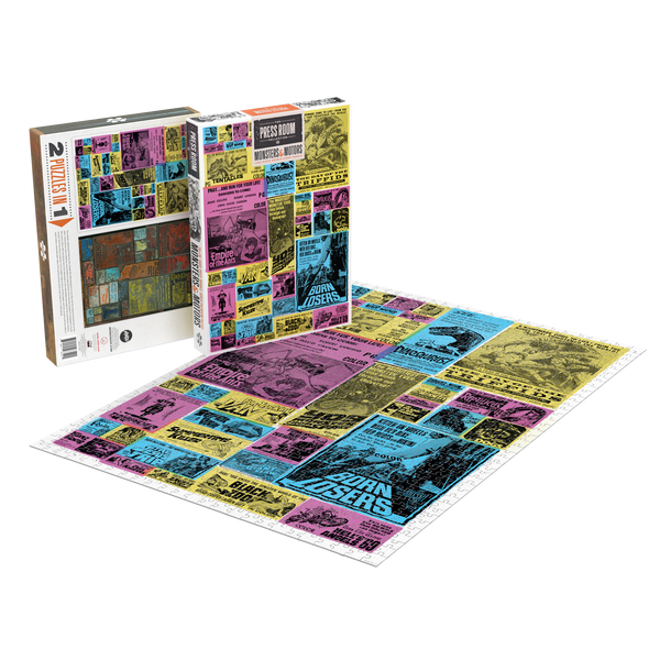 Monsters and Motors Vintage Ad Block Two-Sided 1000pc Puzzle