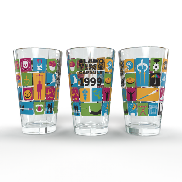 ALAMO TIME CAPSULES 1999 Pint Glass – Alamo Drafthouse