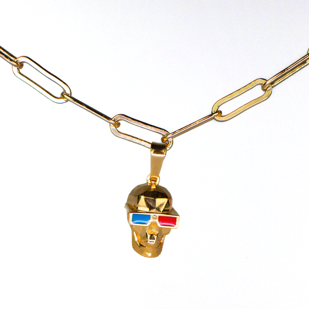 Alamo Drafthouse 3D Skull Charm on Paperclip Chain