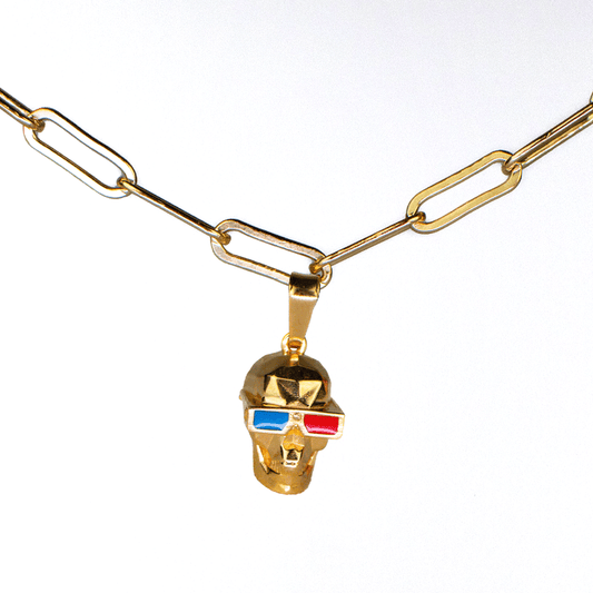 Alamo Drafthouse 3D Skull Charm on Paperclip Chain
