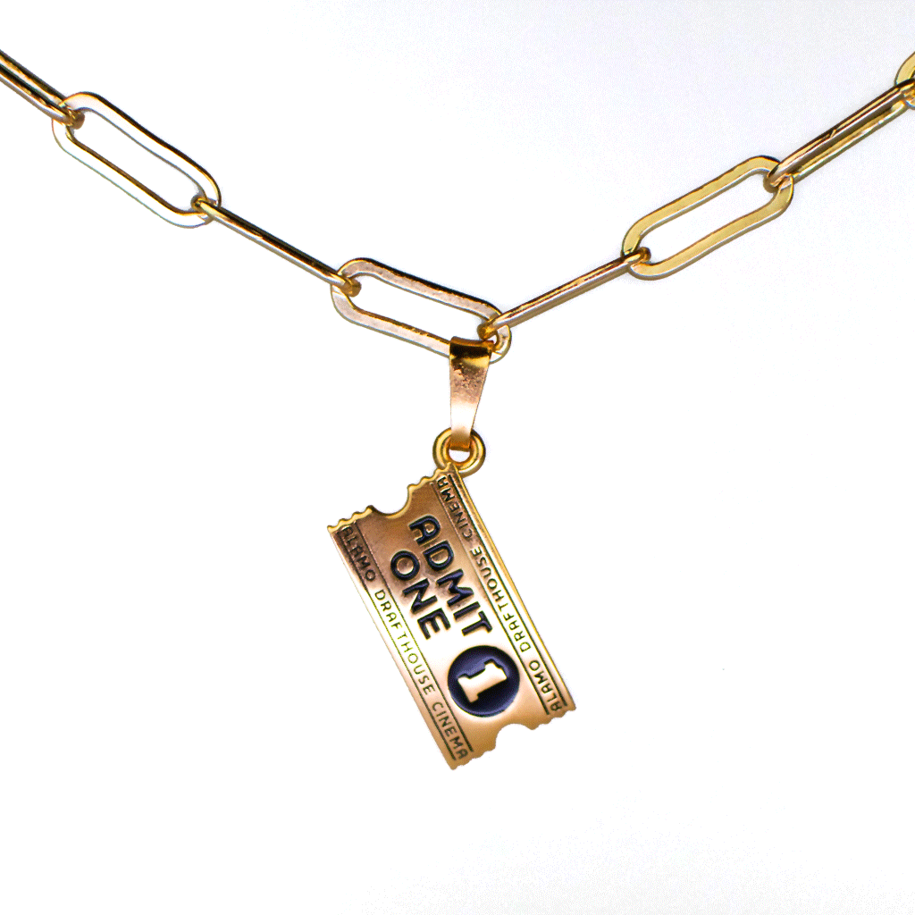 Alamo Drafthouse Movie Ticket Charm on Paperclip Chain