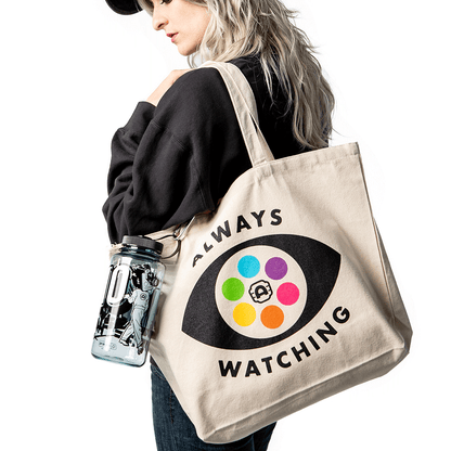 Alamo Drafthouse ALWAYS WATCHING Tote Bag Lifestyle Model