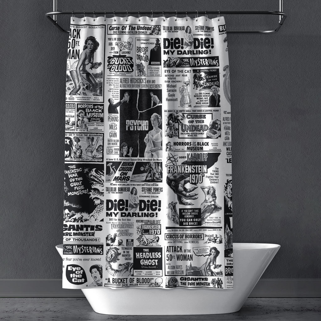 Shower Curtain: Blood Bath - Vintage Ad Block Design