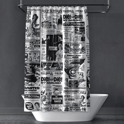 Shower Curtain: Blood Bath - Vintage Ad Block Design