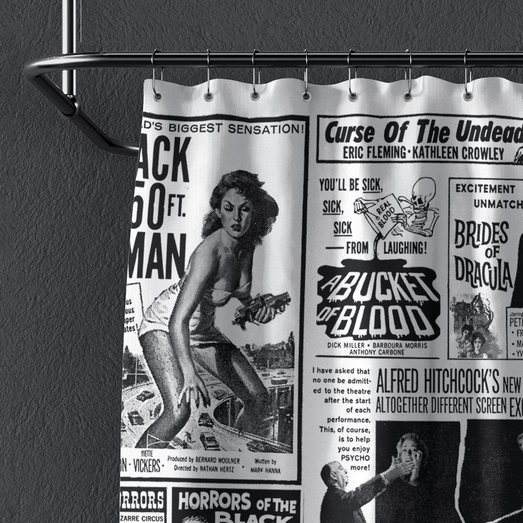 Shower Curtain: Blood Bath - Vintage Ad Block Design