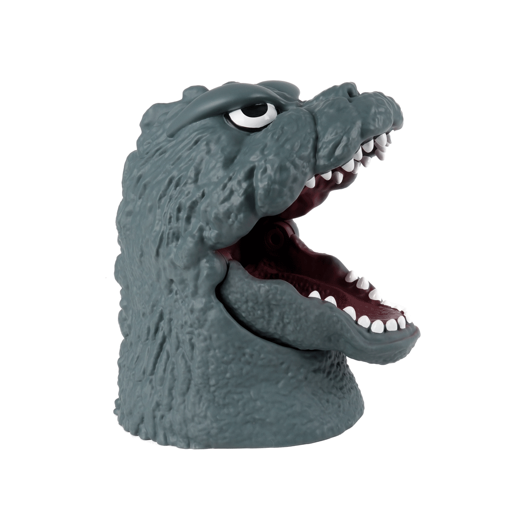 animation of the Godzilla Popcorn Bucket opening and closing its mouth
