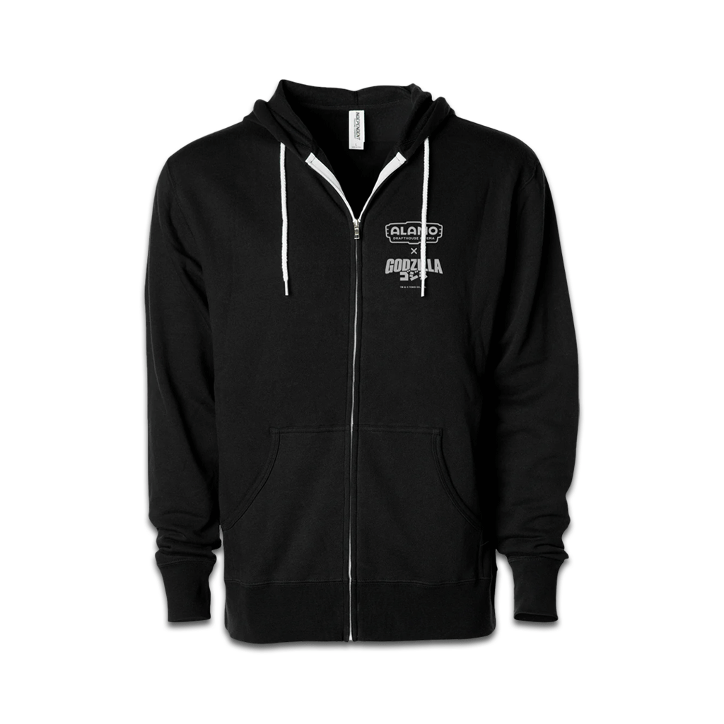 front of Godzilla in Color Zip-Up Hoodie