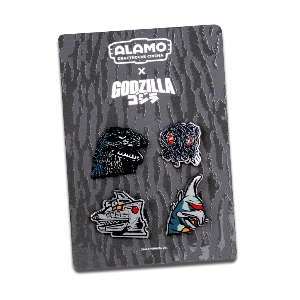 Kaiju Enamel Pin Seat featuring Godzilla, Hedorah, Gigan, and Mechagodzilla