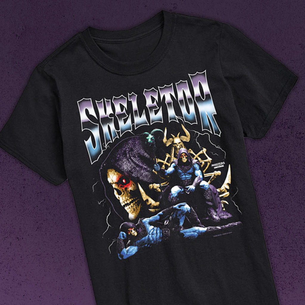 Skeletor T-Shirt on purple background
