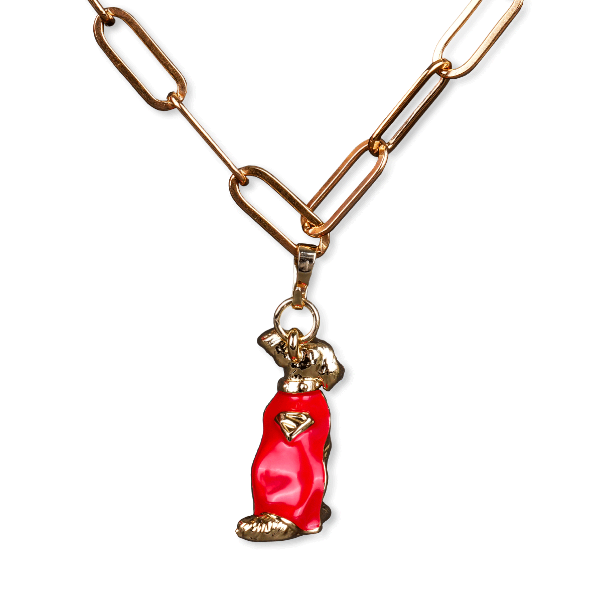 back of SUPERGIRL Krypto Charm on a chain