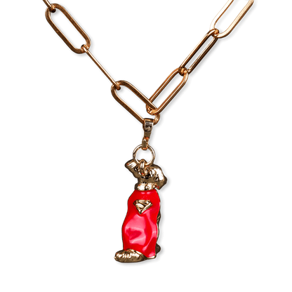 back of SUPERGIRL Krypto Charm on a chain