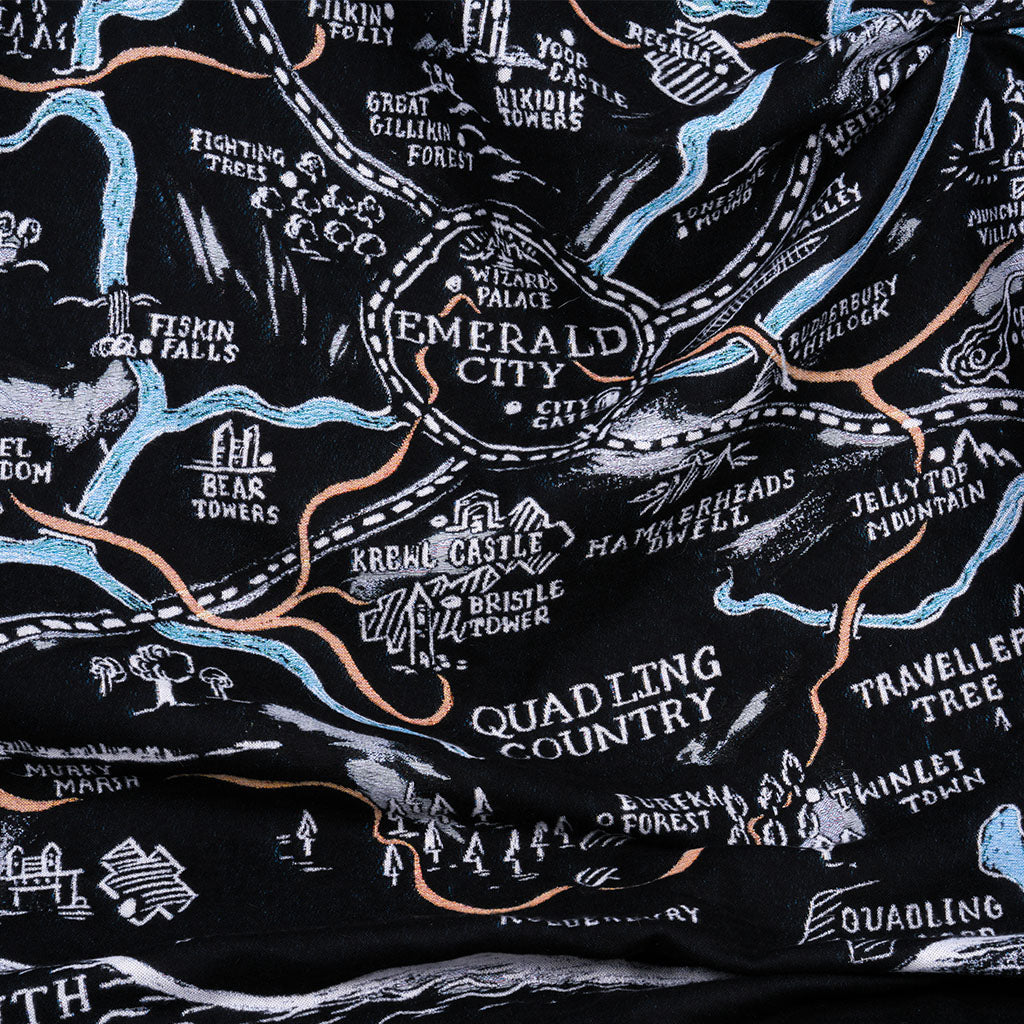close-up of WICKED: FOR GOOD Map of Oz Blanket