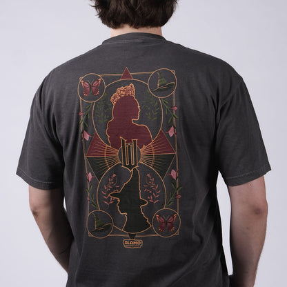 back of man wearing WICKED: FOR GOOD T-Shirt in Charcoal