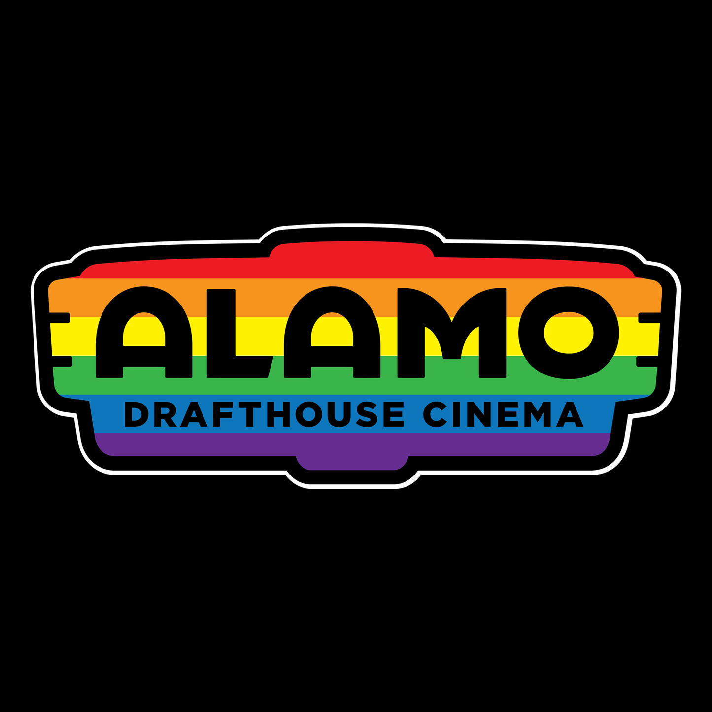 Alamo Drafthouse Logo Pride Edition T-Shirt, Black