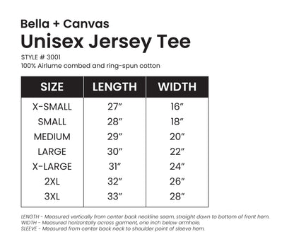 Little Dragon T-Shirt size chart